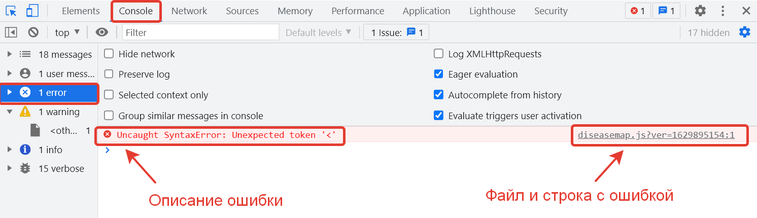 Здесь разработчик добавил лишнюю кавычку. Ошибка на первой строке в документе diseasmap.js